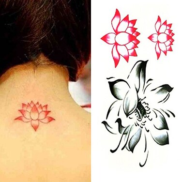 Small Cute Temporary Tattoo Lotus Lotus Flower (Set of 2)