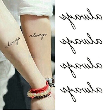 Small Cute Temporary Tattoo Words Quote Always Arm (Set of 2)