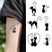 Small Cute Temporary Tattoo Sticker Set of 2 - Black Cat Tail Totem Love Heart Couple Designs for Hand Neck Face Wrist, Waterproof Fake Body Art, Simple &amp; Modern Unisex Skin Decals