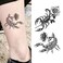 Small Cute Temporary Tattoo Sticker Set of 2 - Halloween Scary Black Scorpion Flower Rose Designs for Hand Neck Face Wrist, Waterproof Fake Body Art, Simple &amp; Modern Unisex Skin Decals