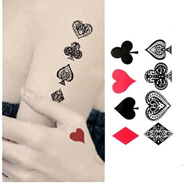 Small Cute Temporary Tattoo Hearts of Spades of Spades (Set of 2)