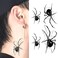 Small Cute Temporary Tattoo Sticker Set of 2 - Halloween Scary Horror 3D Realistic 4Pcs Black Spider Webs Designs for Hand Neck Face Wrist, Waterproof Fake Body Art Unisex Skin Decals