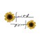 Small Cute Temporary Tattoo Sticker Set of 2 - Quotes Faith Yellow Sunflower Designs for Hand Neck Face Wrist, Waterproof Fake Body Art, Simple &amp; Modern Unisex Skin Decals