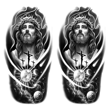 2 Sheets Realistic Animal Temporary Tattoos Stickers Jesus God Cross Space Planet Designs For Men Waterproof Arm Leg Fake Body Art, Gym &amp; Parties Bold Masculine Decals