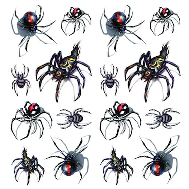 2 Sheets Halloween Shadow, 3D Assorted Black Widow Spider Waterproof Arm Hand Temporary Tattoo Stickers Look Real and Last Long