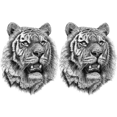 2 Sheets Realistic Animal Temporary Tattoos Stickers Sketch Lifelike Tiger Roar Designs For Men Waterproof Arm Leg Fake Body Art, Gym &amp; Parties Bold Masculine Decals