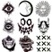 Waterproof 9 Sheets Back of Hand Fake Temporary Tattoo Stickers - Black Halloween Skull Horror Eye Devil Sun Moon Totem (Halloween)