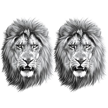 2 Sheets Realistic Animal Temporary Tattoos Stickers Sketch Lifelike Lion Roar Designs For Men Waterproof Arm Leg Fake Body Art, Gym &amp; Parties Bold Masculine Decals