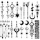 8 Sheets Arm Temporary Tattoos Arrow Heartbeat Moon Sun Square Triangle Totem Symbol