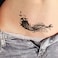 Small Cute Temporary Tattoo Sticker Set of 2 - Belly Cesarean Section Scar Cover Black Feather Birds Arrow Designs for Hand Neck Face Wrist, Waterproof Fake Body Art Unisex Skin Decals