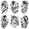 6 Sheets Arm Fake Waterproof Body Art Temporary Tattoos Stickers Black Japanese Geisha Samurai Women Flower Lotus