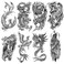 8 Sheets Waterproof Arm Body Art Temporary Tattoo Stickers Black Flying Dragon Phoenix