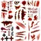 6 Sheets Halloween Realistic Scar Waterproof Temporary Tattoo Stickers Eyeball Wound Blood Bone Hand Scratch Cover