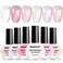 Jelly Nail Polish Set 6 Colors White Pale Red Soft Pink Natural Nude Pale Purple Fresh Pink Purple All Seasons Neutral Color Quick Dry Nail Polish Set for Women Salon DIY Nail Art