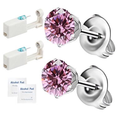 2Pcs Ear Piercing Kit, Disposable Self Piercing Gun Built-in Ear Stud Easy Use Low Pain, At Home Piercing Kit 5mm