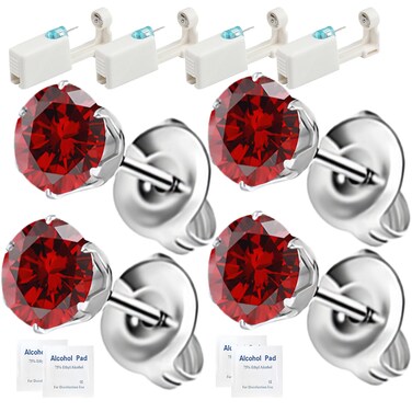 4 Pcs Ear Piercing Kit - Disposable Self Ear Piercing Gun Built-In Earring Stud, Easy to Use Low Pain At home Piercing for Salon 5mm