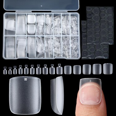300Pcs Toe Nail Tips,Matte Toe Nail Press Ons,15 Sizes Soak Off Fake Toenails for Women Men Wide Longer Big Toes Nails,Acrylics Fake Nails with 48 Square Nail Tips Tape For Nail Extension