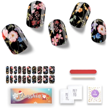 Semi Cured Gel Nail Strips, 20 pcs Nail Wraps, Glaze Gel Nail Stickers, Salon Quality French Manicure, Full Decal Gel Polish Strips, Long Lasting SCG, Easy on, UV Required (Rococo Dance)