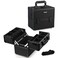 OUDMAY Makeup Case - Professional Portable Aluminum Cosmetics Storage Box With Locks and 2-Deck Folding Trays Black Diamond