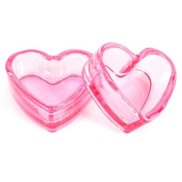 Ouligay Dappen Dish for Monomer, 2pcs Heart-Shaped Dampen Dish for Nails, Glass Monomer Dish, Crystal Monomer Cup for Acrylic Liquid, Nail Art Tools, Pink