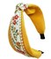 Boho Knotted Yellow Headband with Handmade Lace Embroidery Floral Metal Headband for Girls Womens