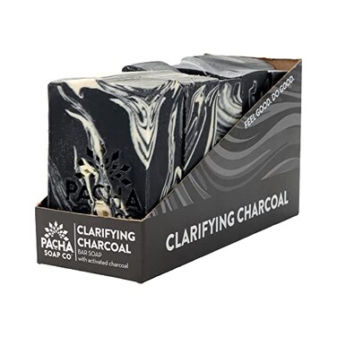Pacha Clarifying Charcoal Bar Soap 5 Pack   Premium, Handcrafted with Activated Charcoal &amp; Essential Oils   Use as a Natural Face Wash, Hand Soap, Body Wash   4 oz
