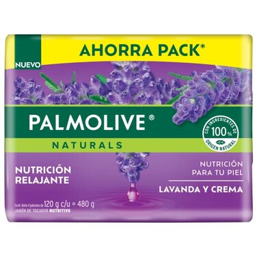 Palmolive Jabon Naturals Suavidad Relajante 4 Pack 150 g / 5.29 oz Soap Bars lavender and cream Classic Bathing Natural Mexican smooth soothing gentle scent foaming shower bath choose lavanda y crema