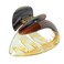 Parcelona French Heart Curve Clear and Tortoise Shell Brown Small 2 3/4" Celluloid Acetate No Slip Grip Covered Spring Jaw Hair Claw Clamp Clutcher for Women and Girls, Made in France
