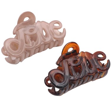 Parcelona French Love Small 2" Blush Pink and Tortoise Shell Celluloid Set of 2 Claw Clips Covered Spring Durable Fashion Hair Styling Clips Women Hair Accessories Girls Hair Clips, Made in France