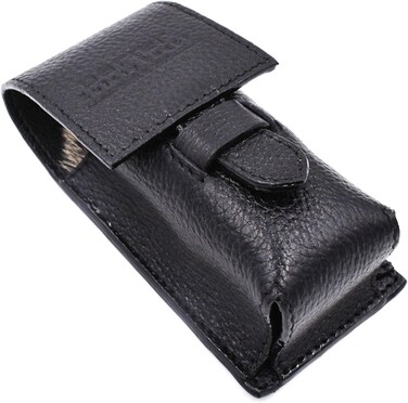 Parker Genuine Leather Travel Shaving Brush Case (Black) &ndash; Durable Shaving Brush Travel Holder for Standard Shave Brushes