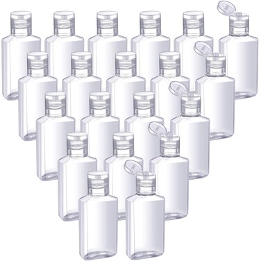 Patelai 50 Pcs Clear Empty Travel Bottles 30 ml/ 1 oz Flip Cap Empty Hand Sanitizer Bottles Container Portable Refillable Flip-top Container for Travel Outdoor Camping Business Trip