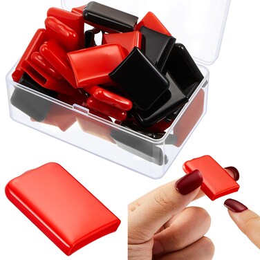 40 Pcs Tanning Finger Tips UV Protection Nail Polish Protector for Fingers Protect Nails for Tanning Bed Soft Rubber Gel Polish Remover Caps Tips with a Clear Box, Red, Black