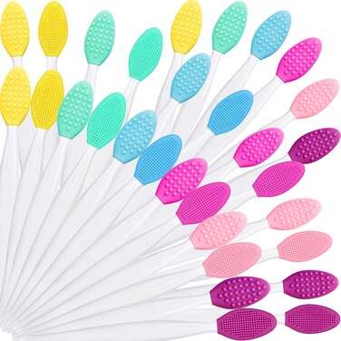 Silicone Exfoliating Lip Brush Double Sided Silicone Lip Brush Soft Cleaning Exfoliator Beauty Tool for Smoother Skin and Fuller Appearance, 6 Colors