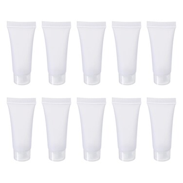 PATIKIL 10ml Squeeze Tube, 20 Pack Empty Cosmetic Tubes Plastic with Flip Lid for Travel Household, Translucent Frosted