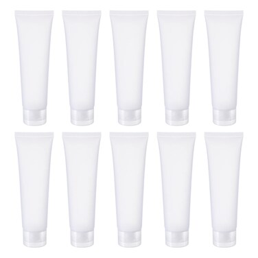 PATIKIL 100ml Squeeze Tube, 15 Pack Empty Cosmetic Tubes Plastic with Flip Lid for Travel Household, Translucent Frosted