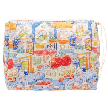 PAZIMIIK Cotton Makeup Bag for Women Large Quilted Travel Cosmetic Pouch Girls' Make Up Organizer,Little Bunny