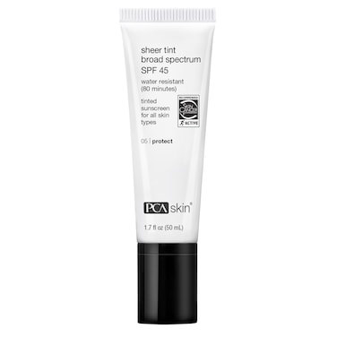 PCA SKIN Sheer Tint Broad Spectrum SPF 45 - Universally-Tinted Water-Resistant Hydrating Sunscreen for Use Alone or Under Foundation &amp; Makeup (1.7 fl oz)