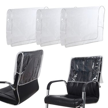 PERFEHAIR Plastic Salon Chair Back Covers Protectors - Pack of 3, Clear Vinyl Cover for Most Standard Salon Chairs. Protect Chairs from Stains, Chemicals, Mousse, Color, Peroxide &amp; Bleach
