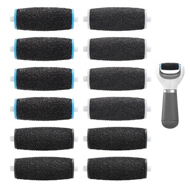 12pcs Replacement Roller Heads Compatible with Amope, Fine Replacement Roller Regular Coarse Replacement Heads Foot File Remover for Feet