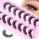 Natural Lashes Wispy Clear Band False Eyelashes Mink Lashes Fluffy Cat Eye Eyelashes Wispy Pack D Curl Strip Lashes Extensions Look by PHKERATA, 7 Pairs