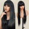 Black Long Straight wigs with Bangs for Girls Synthetic Fiber Hair for Kids Wigs with No Lace Wigs Glueless Heat resistant Hair for Fashion Women cosplay wig(22 Inch)