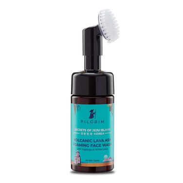 Pilgrim Volcanic Lava Ash Face Wash with Brush   Infused with Yugdugu &amp; White Lotus   Removes Oil, Dirt &amp; Impurities   Mattifying Cleanser for Oily Skin   4.06 Fl Oz (120ml)