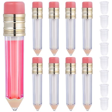 10 Pieces 5ml Lip Gloss Tubes Pencil Shape Empty Lip Gloss Bottles Clear Plastic Lip Balm Container Refillable Lip Oil Lipstick Tubes Portable Lipgloss Packaging Tubes for Women Girls (Clear)