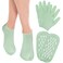 Moisturizing Gloves and Socks, Gel Spa Moisturizing Therapy Sock ＆ Glove Hand Masks Moisturizing Glove Gel Gloves for Dry Hands Soften Repairing Dry Cracked Hands Feet Skin Care(Green)