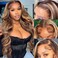 Pizazz 13x4 Ombre Highlight Lace Front Wigs Human Hair with Baby Hair 180 Density Glueless Wigs Human Hair Pre Plucked 4/27 Honey Blonde Body Wave Frontal Wigs Human Hair 26 Inch