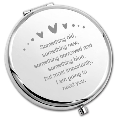PLITI Bridesmaid Compact Mirror Maid of Honor Proposal Gift Matron of Honor Wedding Gift Bridal Shower Pocket Mirror (Something Need You CM)
