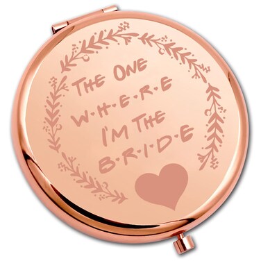 PLITI Bride to Be Compact Mirror Bride Wedding Gift Bridal Shower Gift The One Where I'm The Bride Pocket Mirror for Women (one The Bride CMrg)