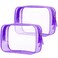 PLULON 2 Pack Clear Travel Toiletry Bag, TSA Approved Toiletry Bag Clear Makeup Bag Quart Size Portable Cosmetic Bags Carry on Travel Accessories Bag for Women Men - Purple