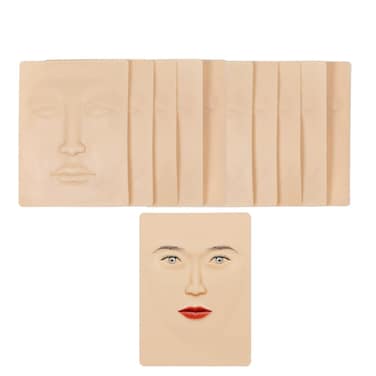 Tattoo Face Practice Skin - Microblading Practice Skin 10pcs 3D Face Practice Skin Silicone Permanent Makeup Practice Face, for Eyebrow Lip Tattoo Practice and Makeup Training