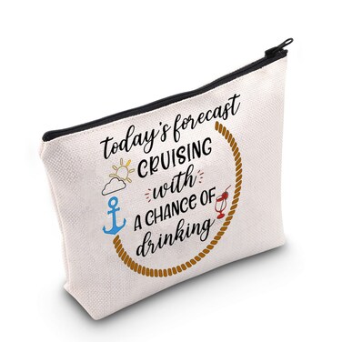 POFULL Cruise Themed Gift Cruise Boat Cocktails Friends Groups Cruise Cosmetic Bag (forecast Cruising)